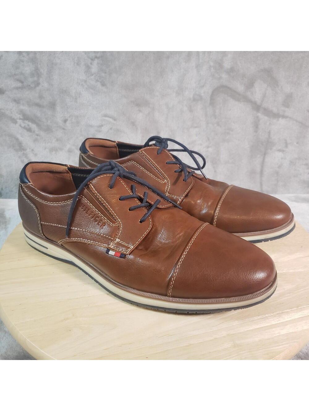 Tommy Hilfiger TMURBAN-F Oxford Cap Toe Lace Up Brown Dress Shoes Men's 10.5